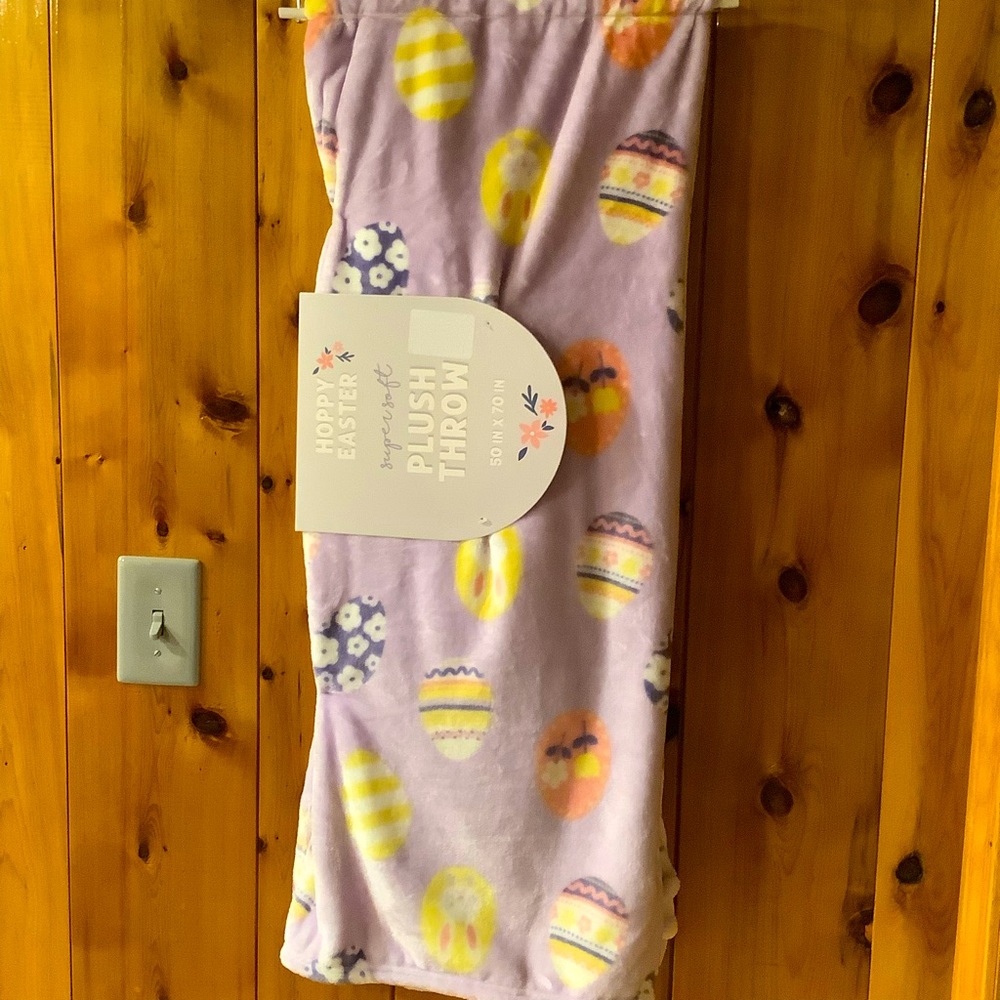 Hoppy Easter Multi Colored Easter Egg Throw